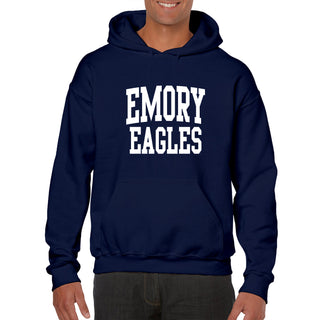 Emory University Eagles Front Back Print Heavy Blend Hoodie - Navy