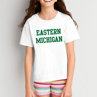 Eastern Michigan University Eagles Basic Block Youth Short Sleeve T Shirt - White