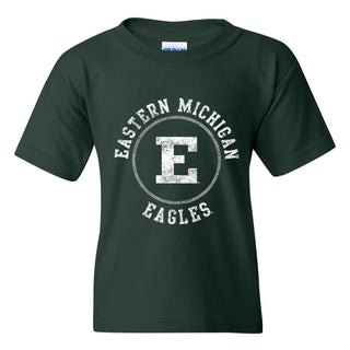 Eastern Michigan University Eagles Distressed Circle Logo Youth Short Sleeve T Shirt - Forest