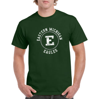 Eastern Michigan University Eagles Distressed Circle Logo Short Sleeve T Shirt - Forest