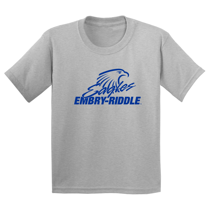 Embry-Riddle Aeronautical University Eagles Daytona Primary Logo Youth T Shirt - Sport Grey