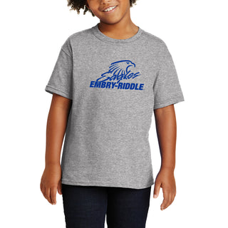 Embry-Riddle Aeronautical University Eagles Daytona Primary Logo Youth T Shirt - Sport Grey