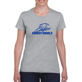 Embry-Riddle Aeronautical University Eagles Daytona Primary Logo Women's T Shirt - Sport Grey