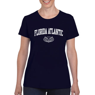 Florida Atlantic University Owls Arch Logo Women's Short Sleeve T Shirt - Navy