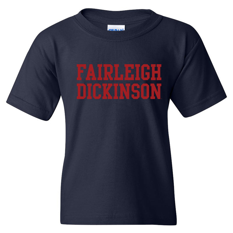 Fairleigh Dickinson University Knights/Devils Basic Block Cotton Youth Short Sleeve T-Shirt  - Navy