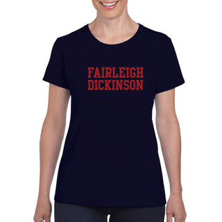 Fairleigh Dickinson University Knights/Devils Basic Block Cotton Women's Short Sleeve T-Shirt  - Navy