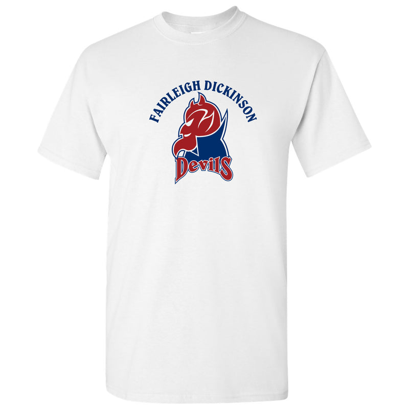 Fairleigh Dickinson University Devils Arch Logo Basic Cotton Short Sleeve T Shirt - White