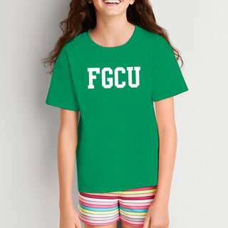 Florida Gulf Coast University Eagles Basic Block Youth Short Sleeve T Shirt - Kelly Green