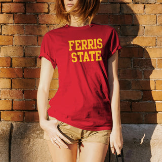 Ferris State University Bulldogs Basic Block Short Sleeve T Shirt - Red