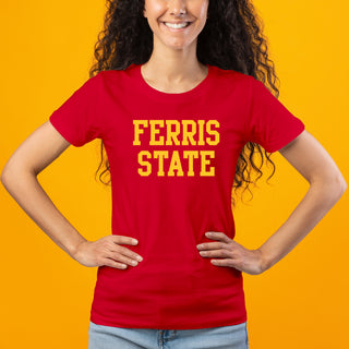 Ferris State University Bulldogs Basic Block Womens T Shirt - Red