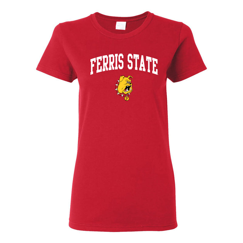 Ferris State University Bulldogs Arch Logo Women's T Shirt - Red