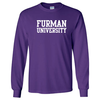 Furman University Paladins Basic Block Long Sleeve T Shirt - Purple