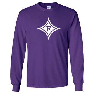 Furman University Paladins Primary Logo Long Sleeve T Shirt - Purple