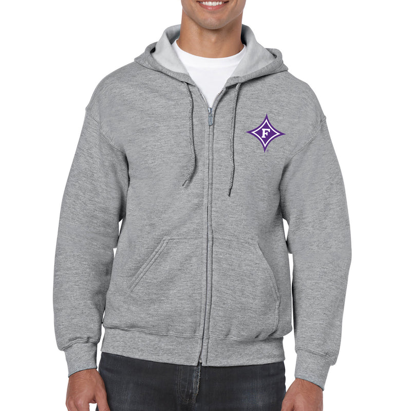 Furman Paladins Primary Logo Left Chest Zip Hoodie - Sport Grey