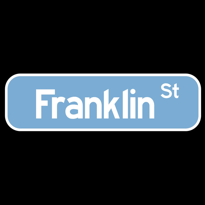 Franklin Street Sign Womens Relaxed Vneck T Shirt - Black