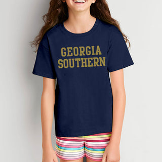 Georgia Southern University Eagles Basic Block Cotton Youth T-Shirt - Navy