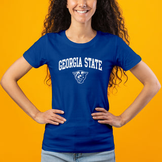 Georgia State University Panthers Arch Logo Women's Short Sleeve T Shirt - Royal