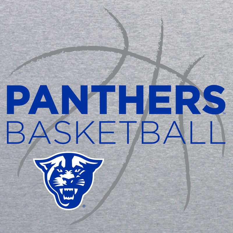 Georgia State University Panthers Basketball Sketch Basic Cotton Short Sleeve T Shirt - Sport Grey