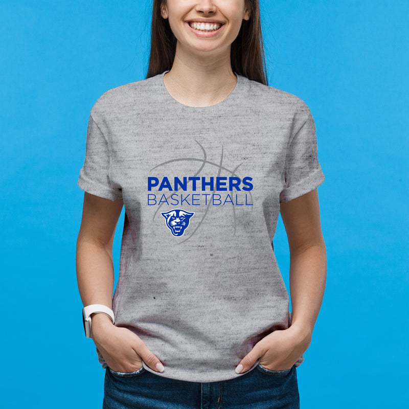 Georgia State University Panthers Basketball Sketch Basic Cotton Short Sleeve T Shirt - Sport Grey