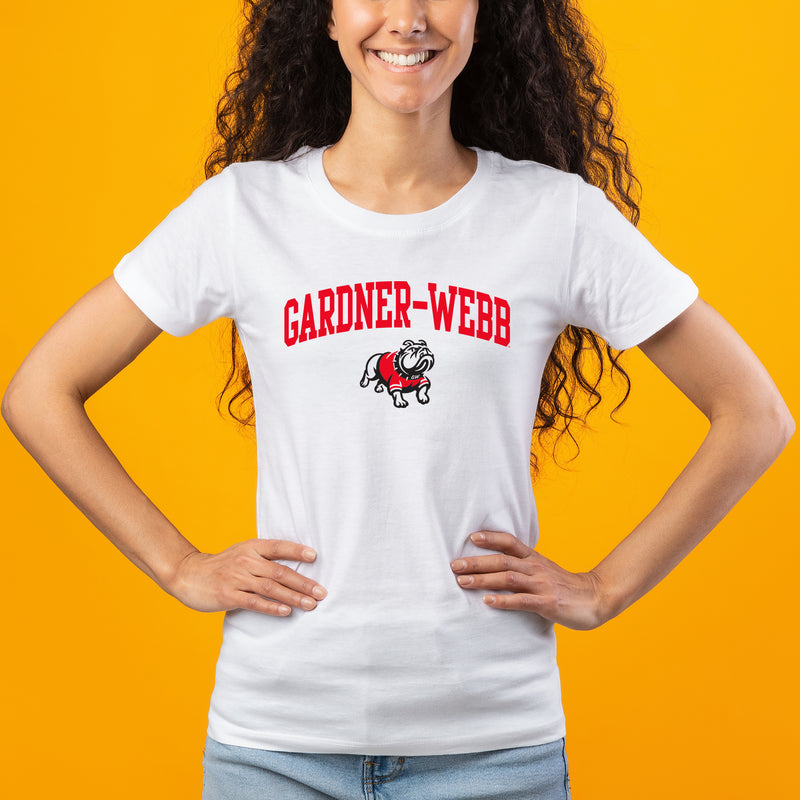 Gardner-Webb University Bulldogs Arch Logo Basic Cotton Short Sleeve Women's T Shirt - White