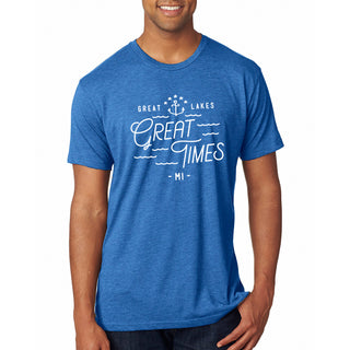 Great Lakes Great Times Michigan Triblend T Shirt - Vintage Royal