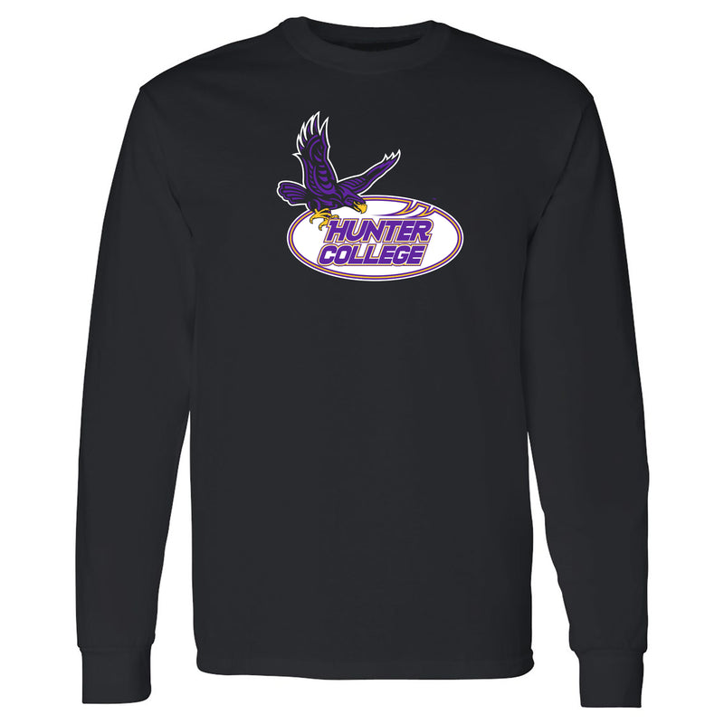 Hunter College Hawks Primary Logo Long Sleeve T Shirt - Black