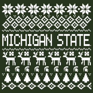 Michigan State University Spartans Holiday Sweater Short Sleeve T-Shirt - Forest