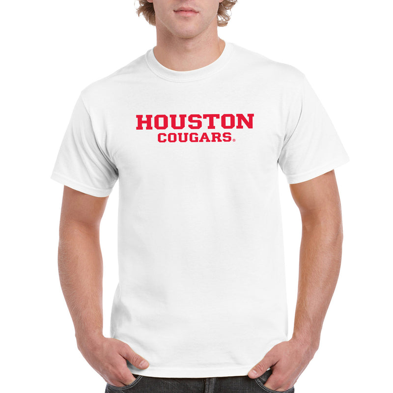 University of Houston Cougars Basic Block Short Sleeve T Shirt - White