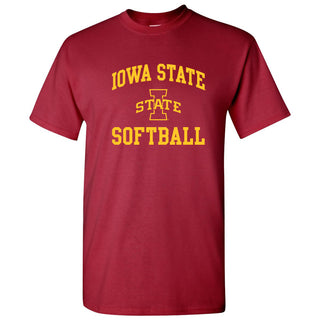 Iowa State University Cyclones Arch Logo Softball Short Sleeve T Shirt - Cardinal