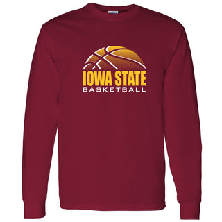 Iowa State University Cyclones Basketball Shadow Long Sleeve T Shirt - Cardinal