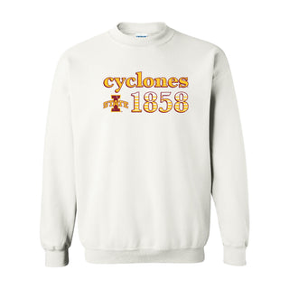 Iowa State University Cyclones Throwback Year Stripe Crewneck - White