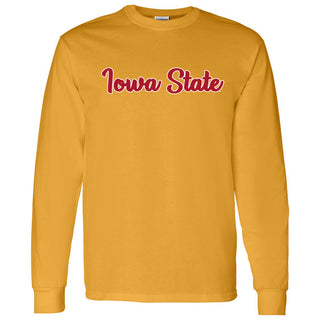 Iowa State University Cyclones Basic Script Basic Cotton Long Sleeve T Shirt - Gold