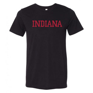 Indiana University Hoosiers Basic Block Canvas Triblend T Shirt - Solid Black Triblend