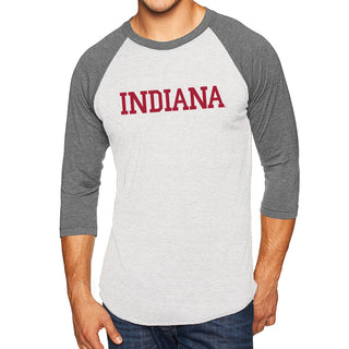 Indiana University Hoosiers Basic Block Raglan - Heather White/Premium Heather