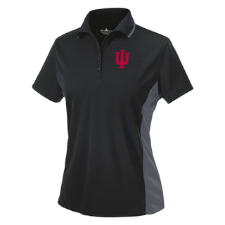 Indiana Hoosiers Primary Logo Women's Color Blocked Wicking Polo - Black/Slate