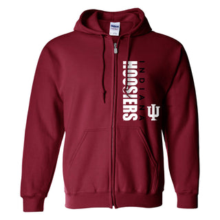 Indiana University Hoosiers Vertical Block Left Chest Full Zip Hoodie - Cardinal