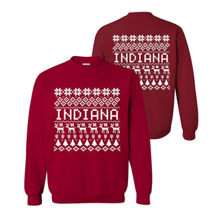 Indiana University Hoosiers Holiday Sweater Crewneck Sweatshirt - Cardinal