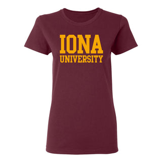 Iona University Gaels Basic Block Cotton Women's Short Sleeve T Shirt - Maroon