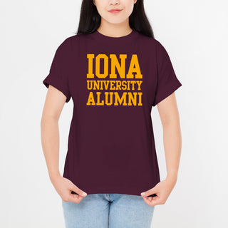 Iona University Gaels Alumni Basic Block Cotton Short Sleeve T Shirt - Maroon