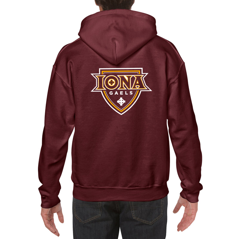 Iona University Gaels Front and Back Print Heavy Blend Hoodie - Maroon