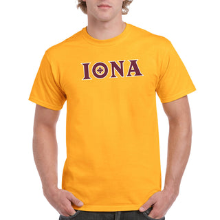 Iona University Gaels Secondary Logo Basic Cotton Short Sleeve T Shirt - Gold