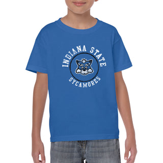 Indiana State University Sycamores Distressed Circle Logo Youth T Shirt - Royal