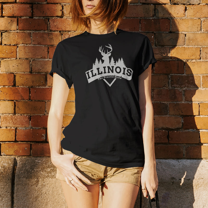 Illinois Deer Arch T-Shirt - Black