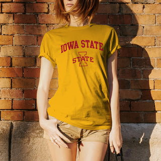 Iowa State University Cyclones Arch Logo Short Sleeve T Shirt - Gold