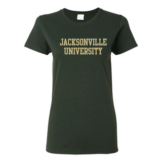 Jacksonville University Dolphins Basic Block Cotton Womens T-Shirt - Forest