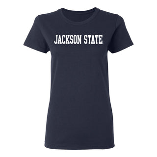 Jackson State Tigers Basic Block Women's T Shirt - Navy