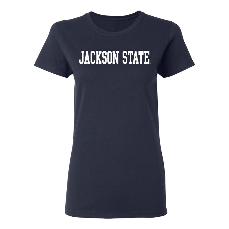 Jackson State Tigers Basic Block Womens T Shirt - Navy