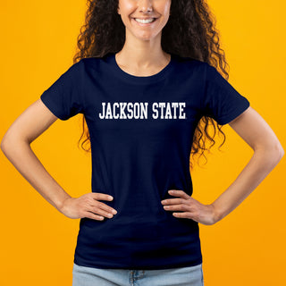 Jackson State Tigers Basic Block Women's T Shirt - Navy