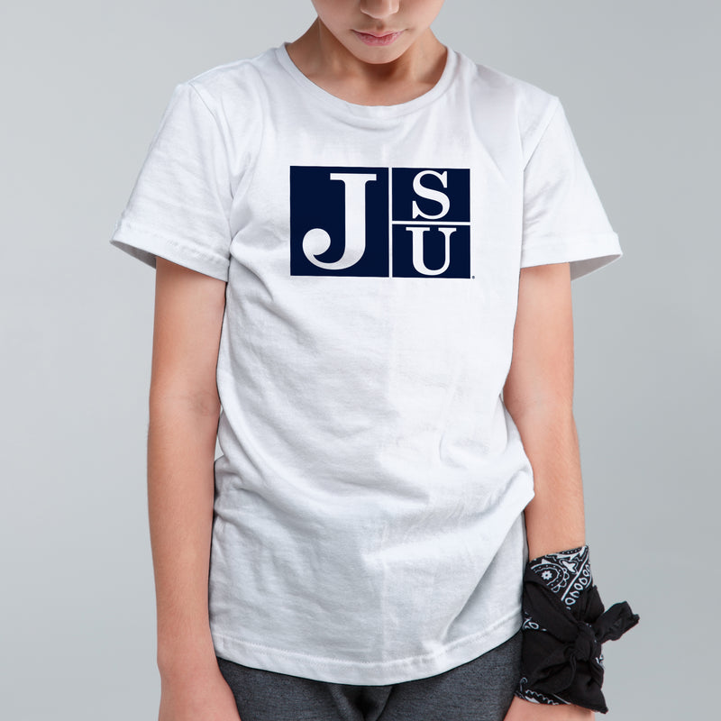 Jackson State Tigers Primary Logo Youth T Shirt - White