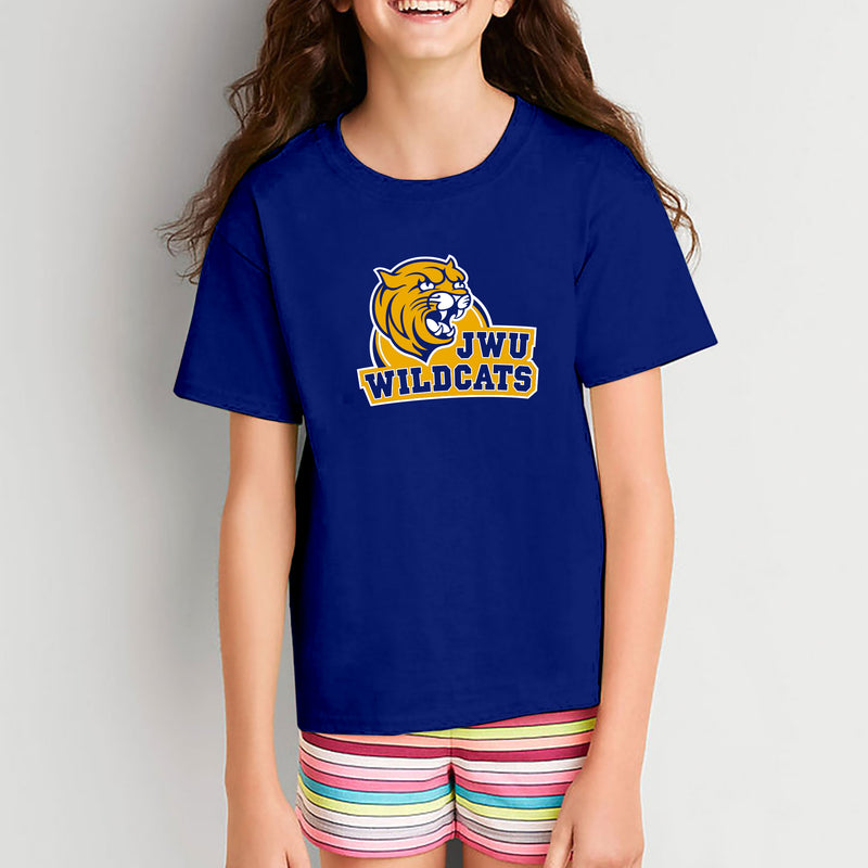 Johnson & Wales University Wildcats Arch Logo Youth Short Sleeve T Shirt - Cobalt